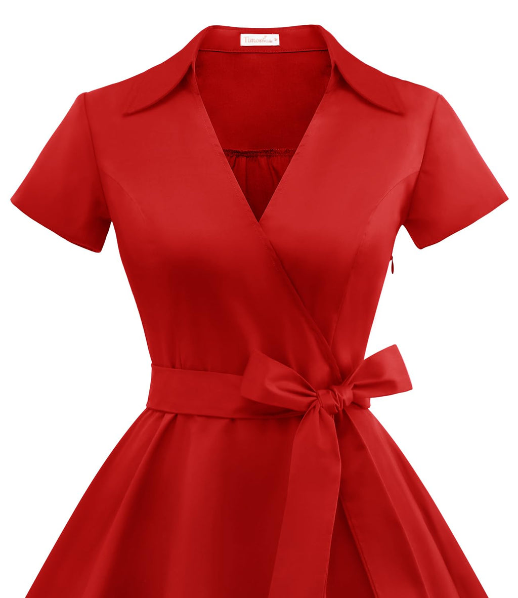 klänning 50-talet Audrey Hepburn Rockabilly Swing, veckad kortärmad klänning