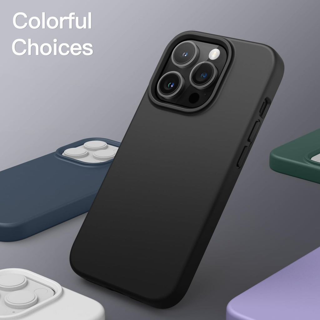 JETech Silikonskal för iPhone 13 Pro Max 6,7-Tums, Silky Soft Touch Skal med Hela Kroppen, Stötsäker Skal med Mikrofiberfoder (Svart)