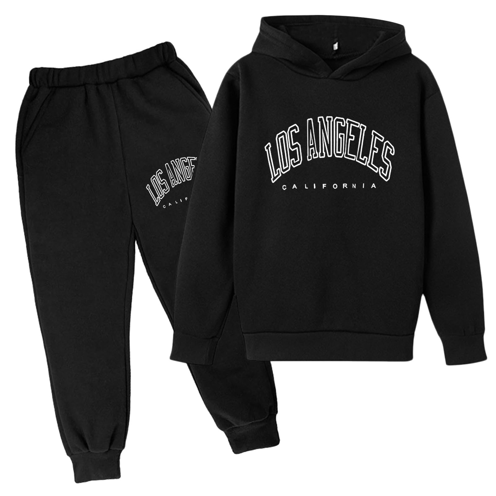 Generisk barn barn casual bokstäver tryckt långärmad huvtröja pullover sweatshirt träningsoverall joggingbyxor unisex 2 st sweatsuit set barnkläder pojke