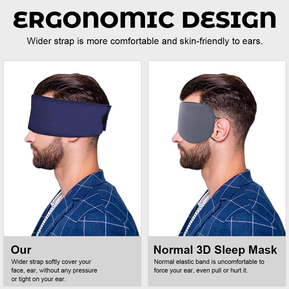ACWOO Silk Sleep Mask, Super Soft And Comfortable Silk Eye Mask, Light-Blackout Sleep Aid Eye Mask, Blocks Light Eye Sleep Shade Cover For Men, Women, Nap, Travel, Gifts, Meditation, Shift Work