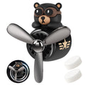 URAQT Bear Pilot retro flygplan luftfräschare, bilventilsklämma på luftfräschare med 2 st dofttabletter, personligt luftutlopp biltillbehör med roterande propeller för bil, fläkt (svart)