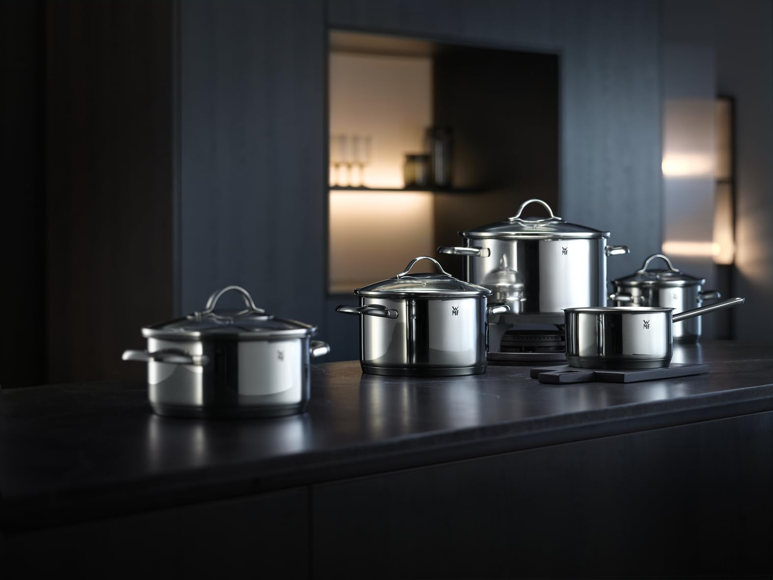 WMF Provence Plus Kastrullset 0721056380 | 5 Delar | Inkl Glaslock | Värmebeständig 250 Grader | Diskmaskinssäker | Transtherm-Universalbas | Induktion