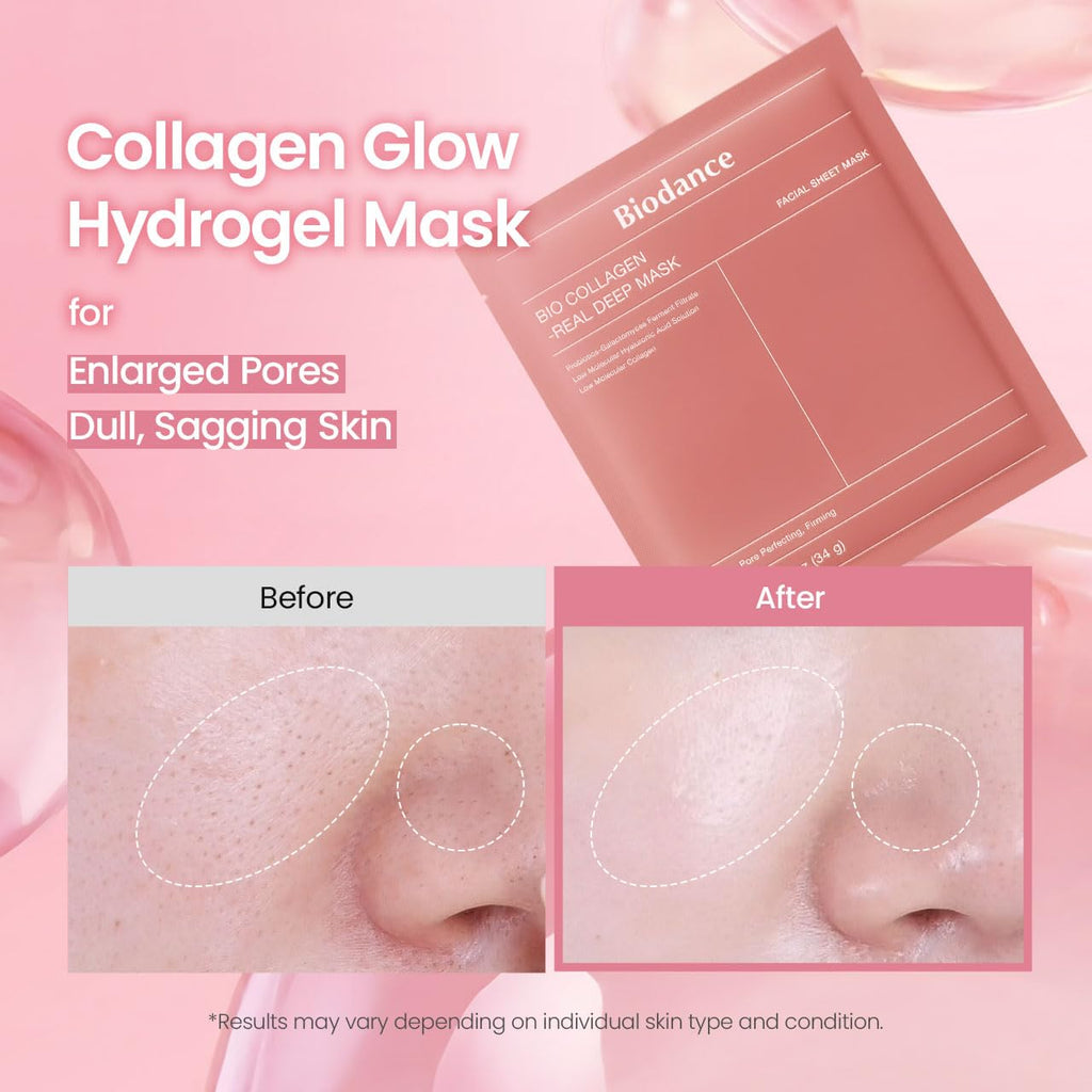 Biodance Organiska collage Real Deep Mask 4-pack – ansiktsmasker, ansiktsmask kvinnor, ansiktsmask, ansiktsmask, porförfining, rynkbehandling