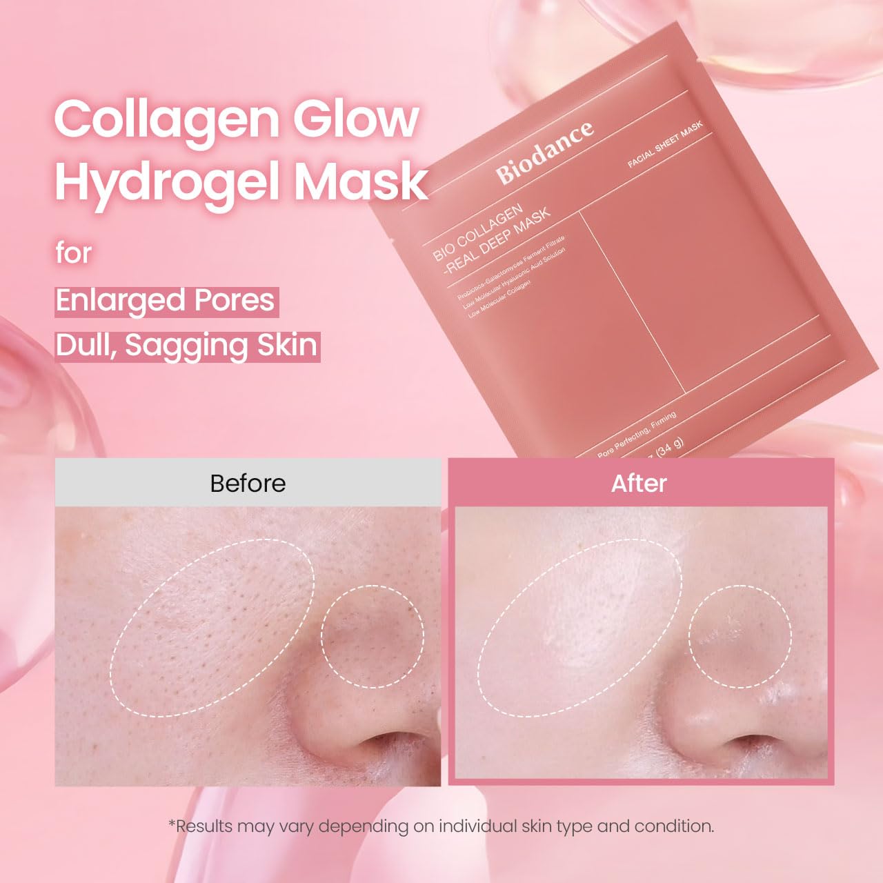 Biodance Organiska collage Real Deep Mask 4-pack – ansiktsmasker, ansiktsmask kvinnor, ansiktsmask, ansiktsmask, porförfining, rynkbehandling