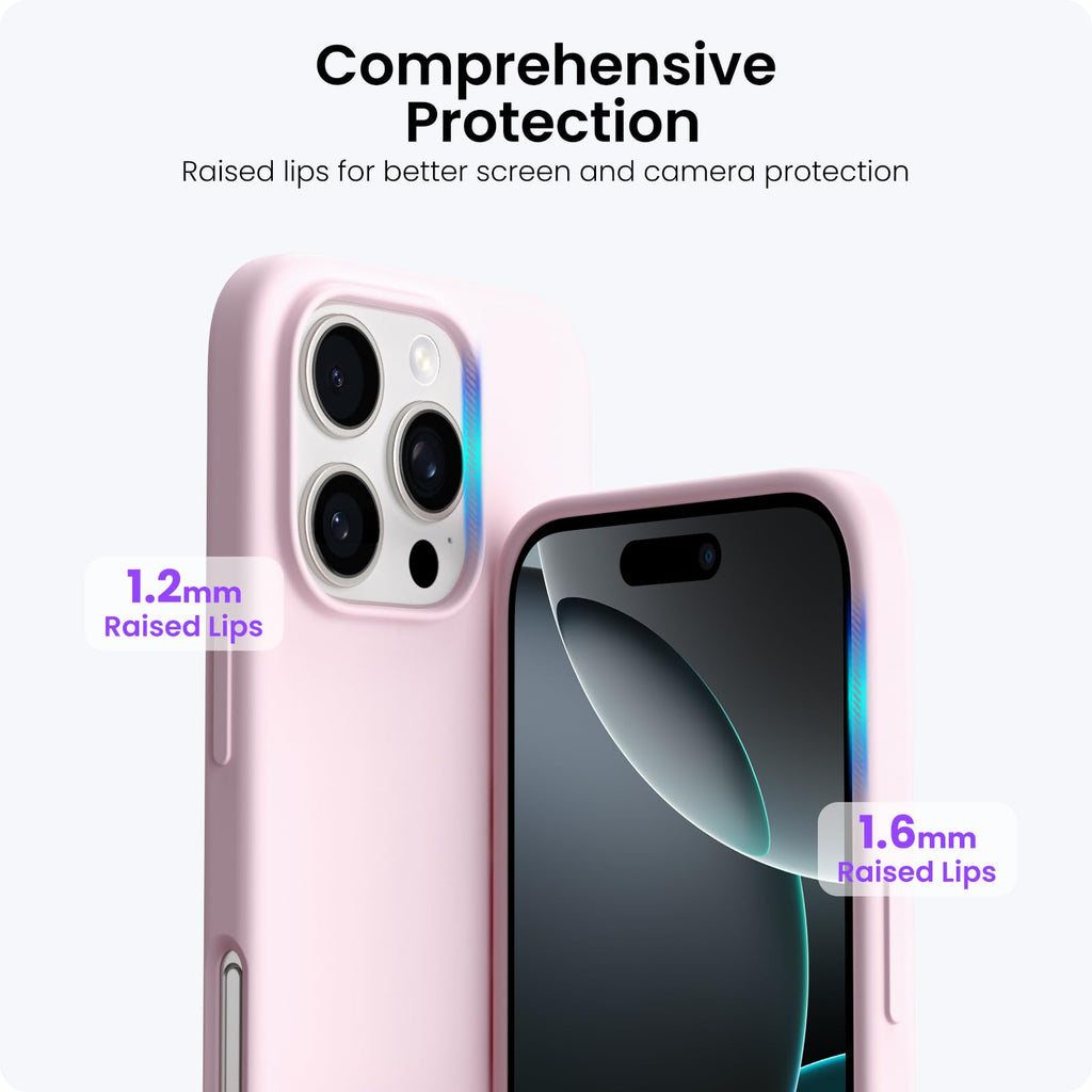 ORNARTO för iPhone 16 Pro Max skal silikon 6,9 tum, tunt mobiltelefonfodral iPhone 16 Pro Max av flytande silikon, reptåligt och stötsäkert skyddsfodral iPhone 16Pro Max fodral (2024) – rosa