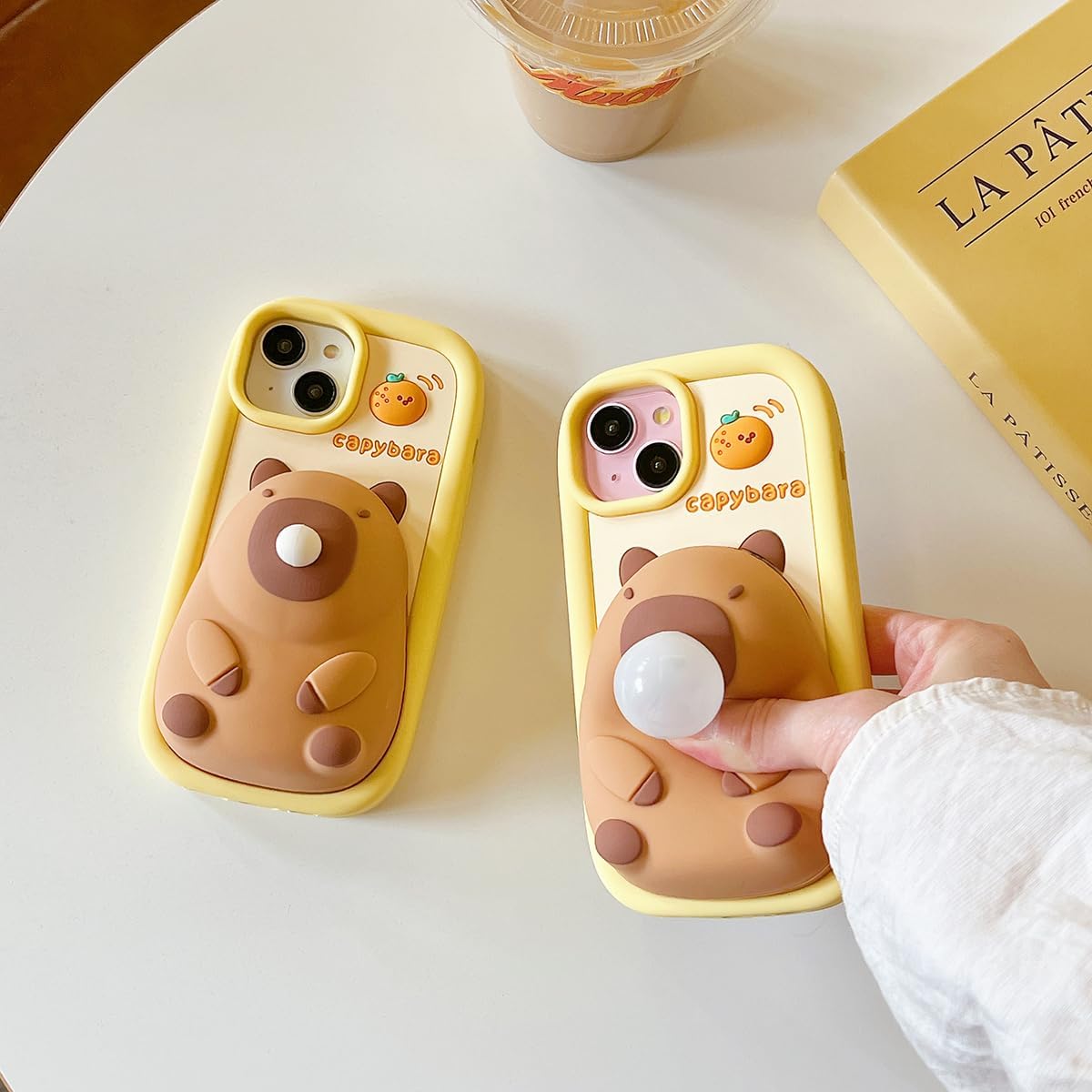 Skyddsfodral för iPhone 13, sött 3D-kawaii-mobiltelefonskal med roliga Capybara-bubblor, tecknat fodral med nyckelring, av mjuk silikongel, med fallskydd, för kvinnor och flickor