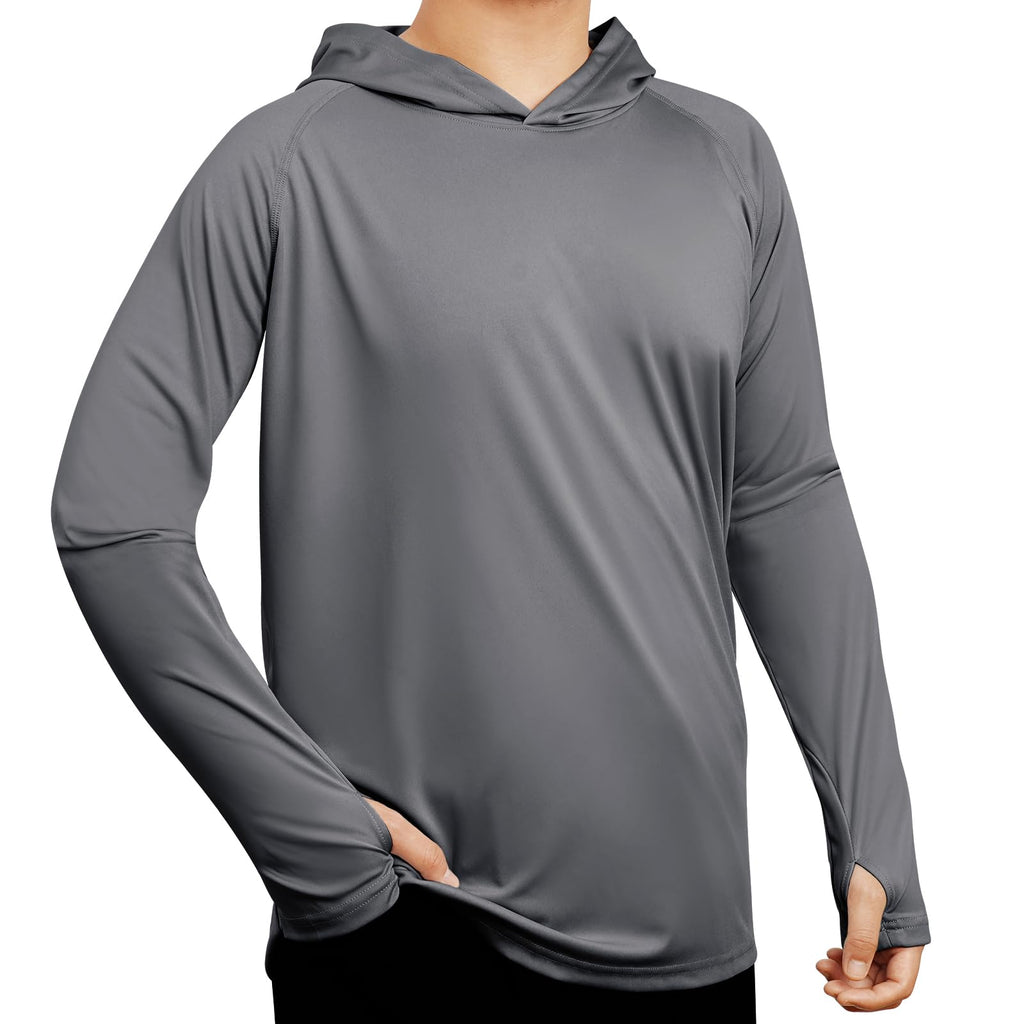 DiULi UV solskydd för män långärmad tröja, UV-skydd huvtröja för fiske Rash Guard, Sun Hoodie UPF50+ UV träning gym tröja