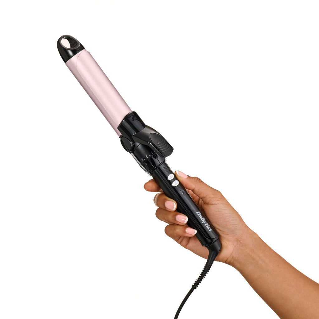 BaByliss 32 mm Locktång - Pro Satin Touch beläggning, 10 Värmeinställningar, Snabb Uppvärmning, Frissfria lockar, Integrerat stöd – Svart & Rosa, C332E