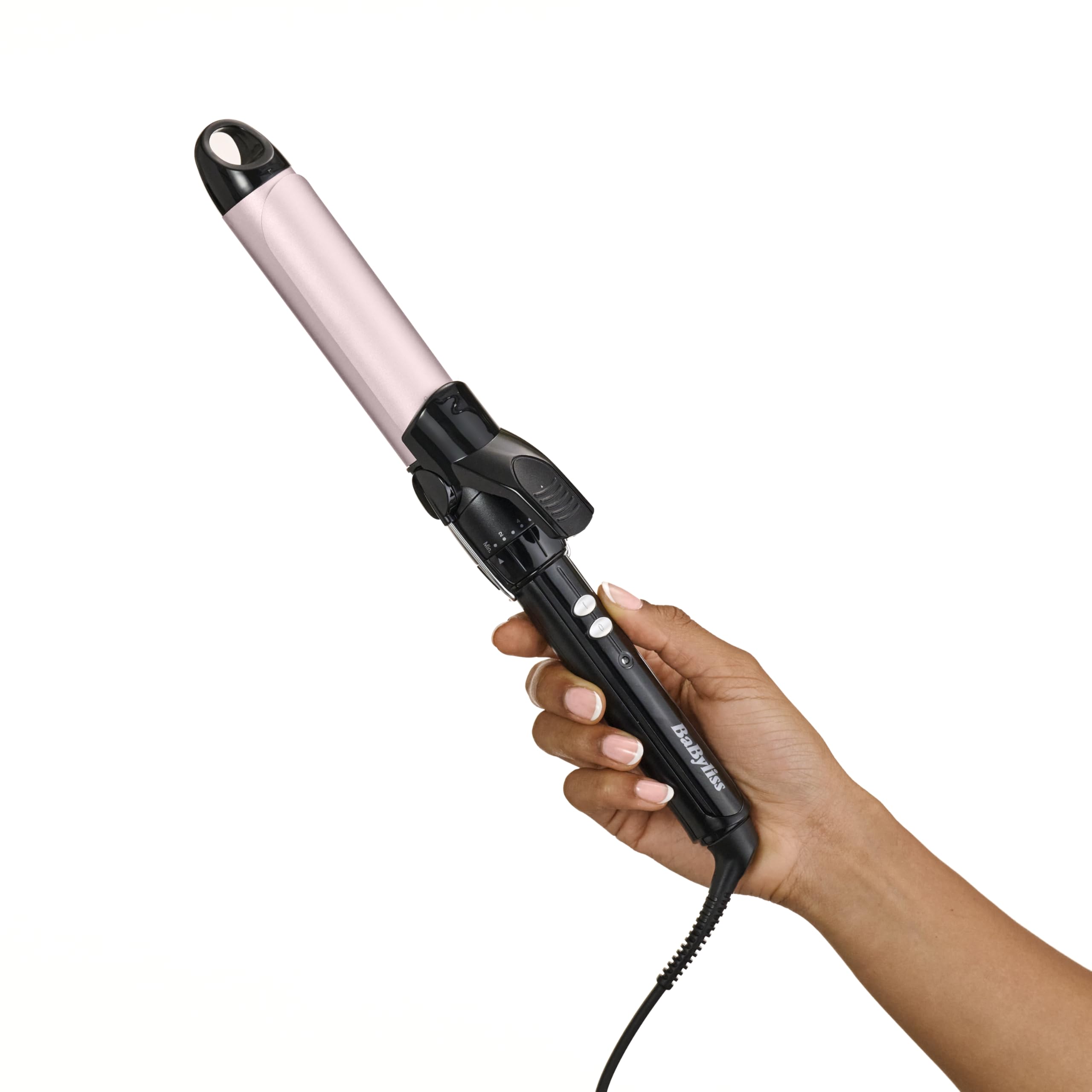 BaByliss 32 mm Locktång - Pro Satin Touch beläggning, 10 Värmeinställningar, Snabb Uppvärmning, Frissfria lockar, Integrerat stöd – Svart & Rosa, C332E