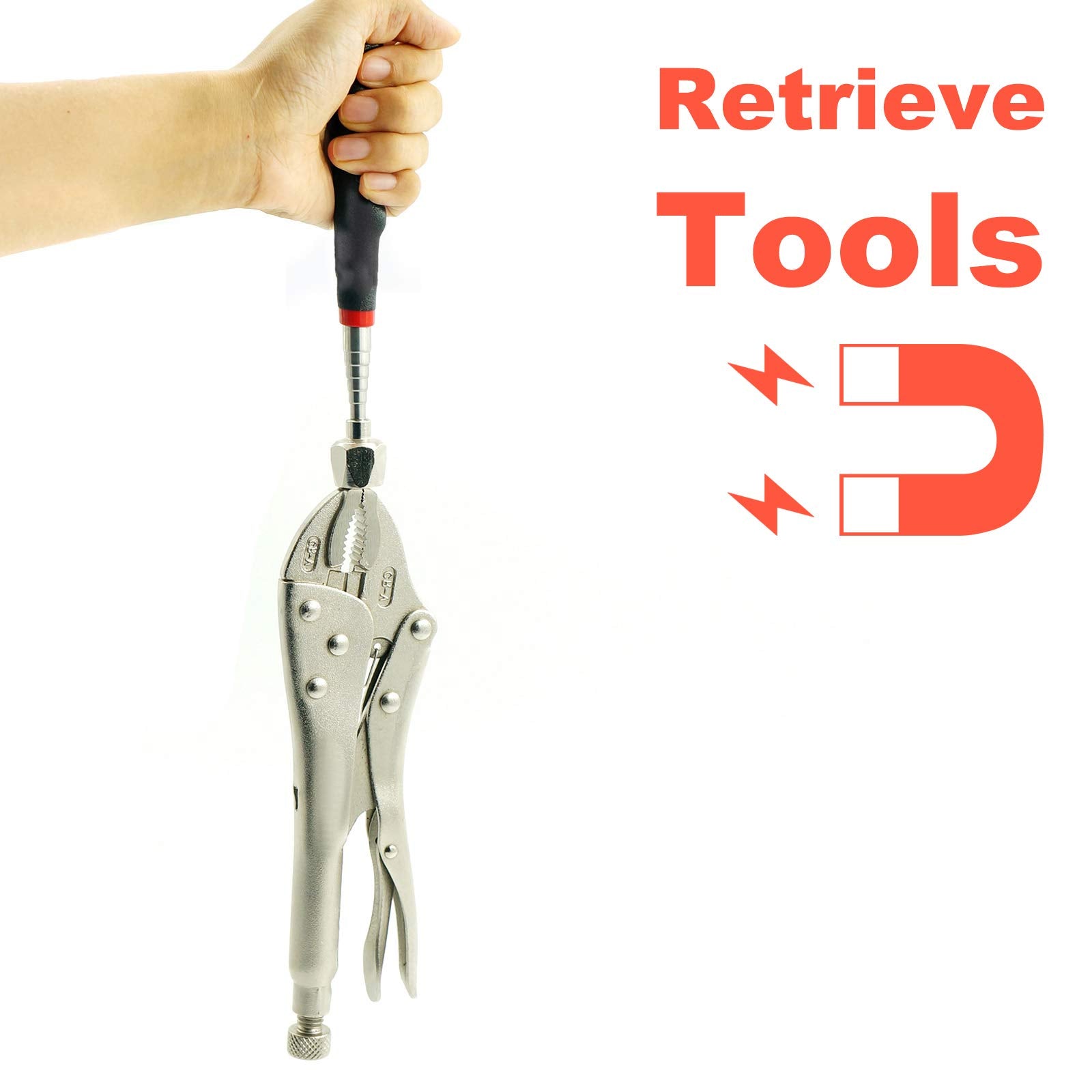 Toolwiz Teleskopiskt Magnetiskt Upphämtningsverktyg 7.2kg/16lb, Utdragbart till 76cm/30tum Pickup Pinne med Magnet, Retriever Stav Idealisk för Att Hämta Metallobjekt Från Svåråtkomliga Platser