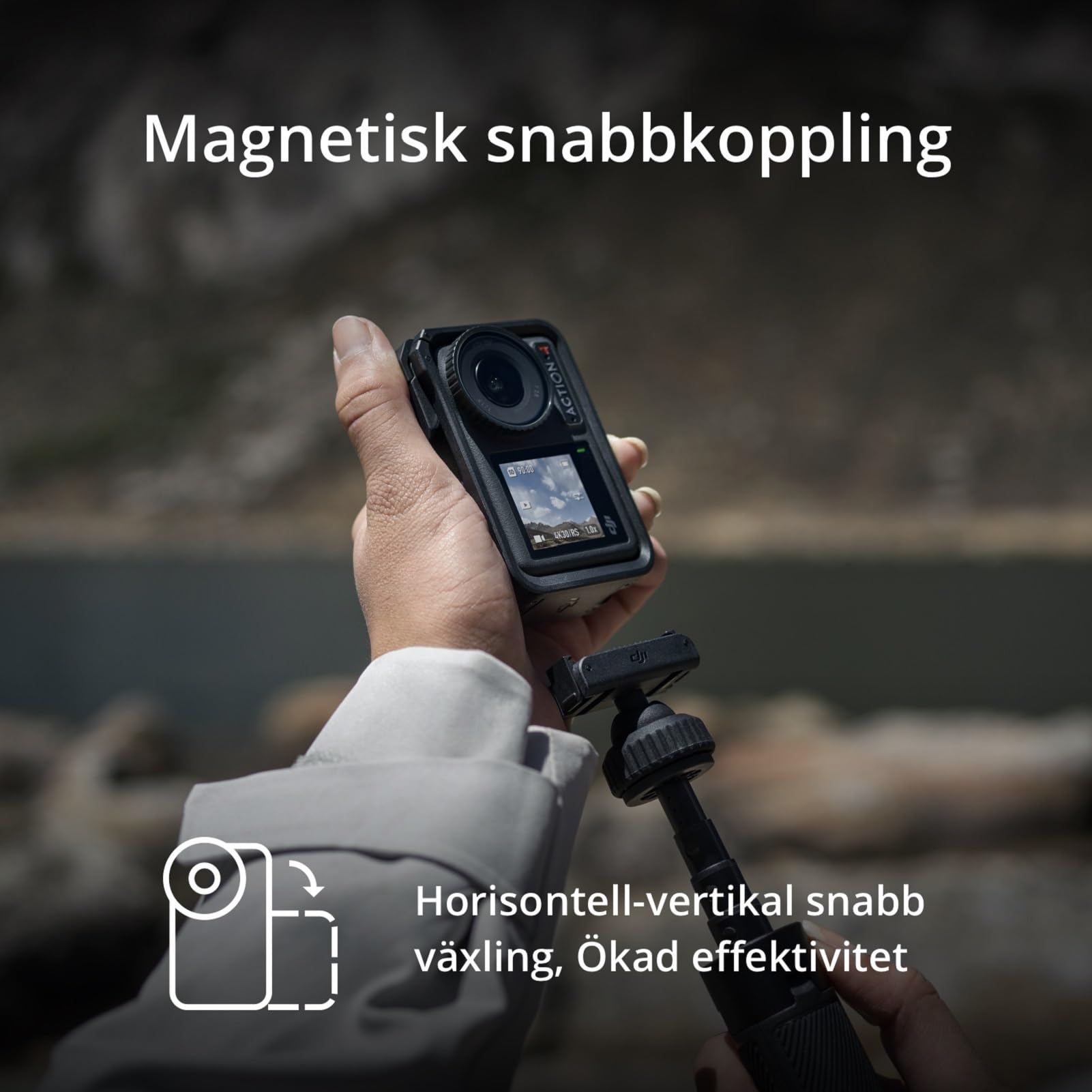 DJI Osmo Action 4 standardkombination - 4K/120 bps vattentät actionkamera med 1/1,3-tums sensor, fantastiska bilder i svagt ljus, 10-bitars och D-Log M färgprestanda, ett 1770 mAh-batteri