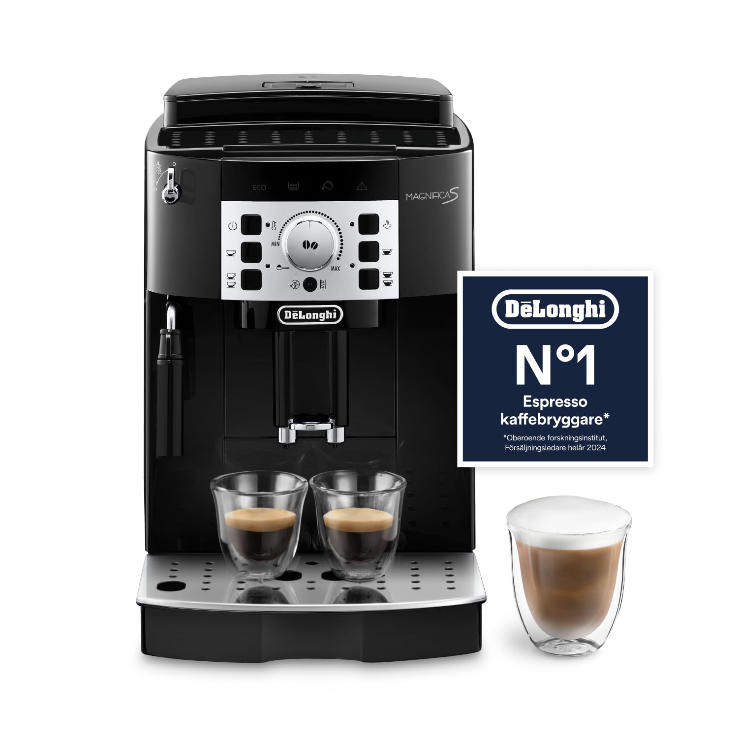 De'Longhi Magnifica S, Automatisk Kaffemaskin från Böna till Kopp, Espresso- och Cappuccinomaskin, ECAM22.110.B, Svart
