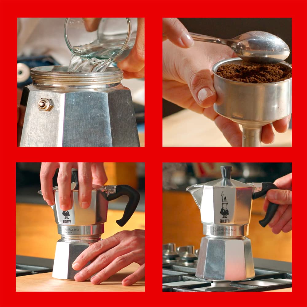 Bialetti – Moka Express: Klassisk Espressobryggare För Spishäll, Kokar Riktigt Italienskt Kaffe, Kaffebryggare Moka 6 Koppar (270 Ml), Aluminium, Silver