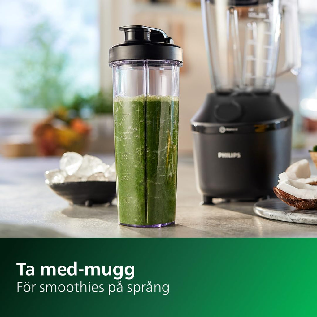 Philips 3000-serien Mixer - ProBlend-system, 450 W motor, 1,9 l kapacitet, Pulsfunktion, Krossar is på 45 sekunder, Rostfria blad, Plastkanna, Lätt att rengöra, HomeID-app (HR2041/41)