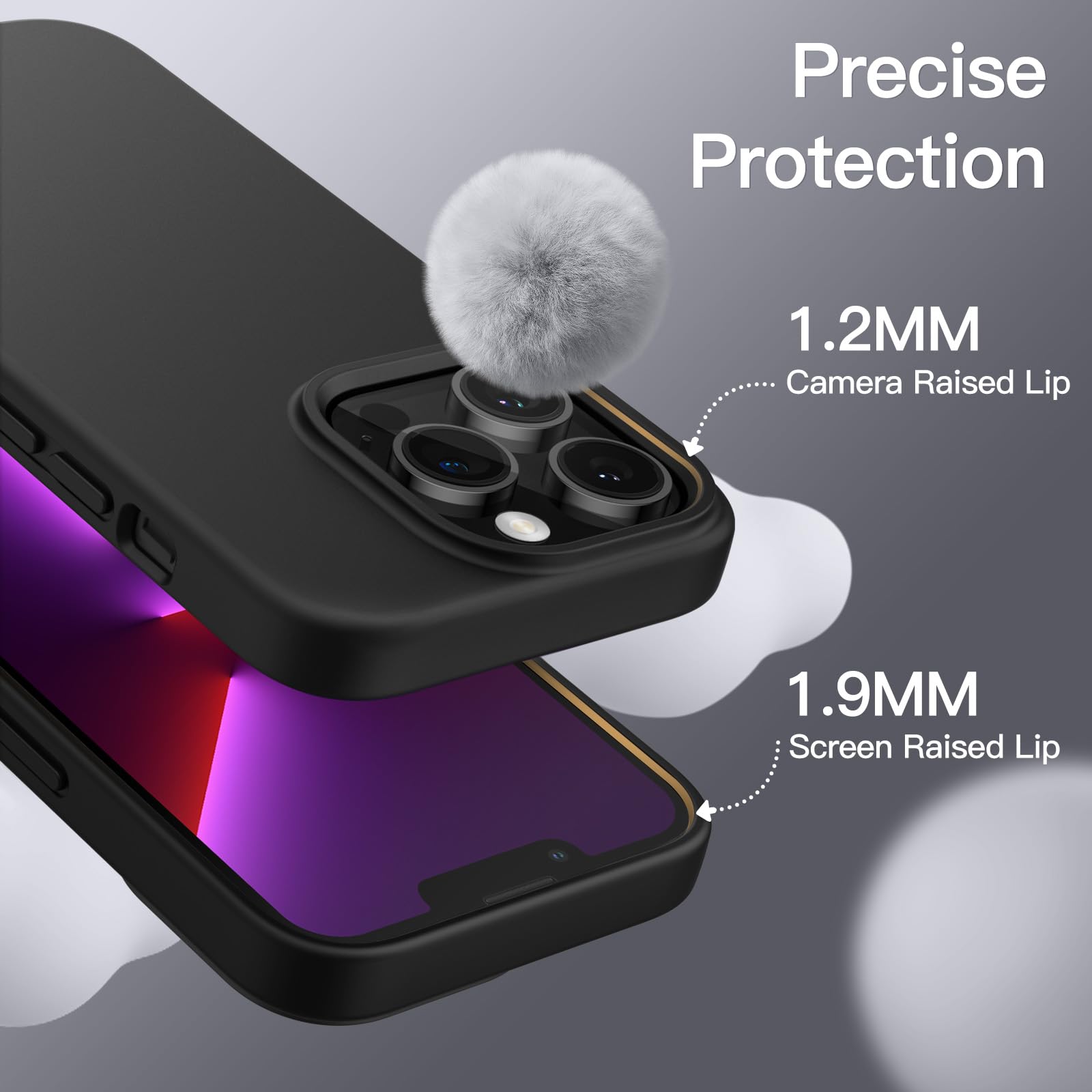 JETech Silikonskal för iPhone 13 Pro Max 6,7-Tums, Silky Soft Touch Skal med Hela Kroppen, Stötsäker Skal med Mikrofiberfoder (Svart)