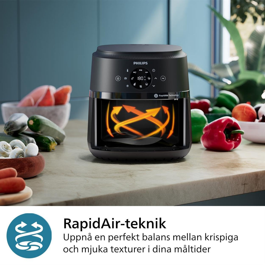 Philips Airfryer 2000 Series – Klassisk 6,2 L Airfryer med fönster, RapidAir-teknologi, 13 tillagningssätt, 90% mindre fett, lätt att rengöra, pekskärm, energibesparande (NA230/00)