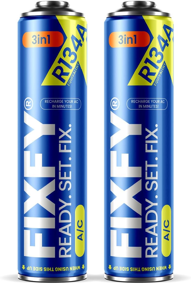 3-i-1 – 2 x ersättning för kylmedel R134a med olja och tätningsmedel – självständig påfyllning av luftkonditioneringen, 2 x 500 ml, för bilar 1995–2016