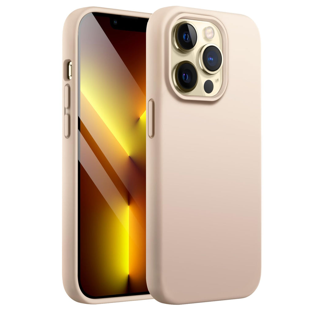 JETech Silikonskal för iPhone 13 Pro 6,1 Tum, Silkes Mjuk Beröring Full Kropp Skyddande Telefon Case, Stötsäkert Cover med Mikrofiber Foder (Beige)
