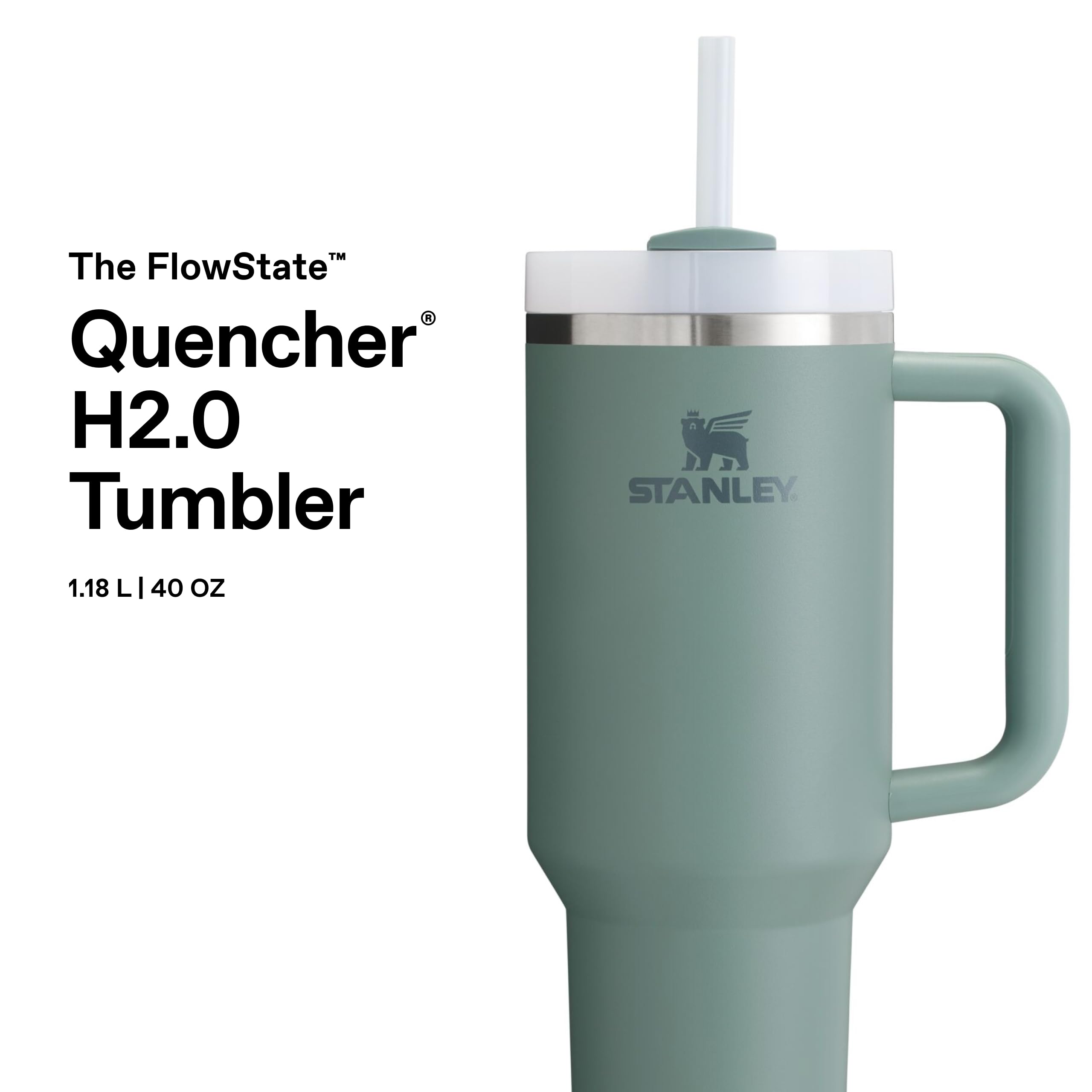 Stanley 1913 Quencher H2.0 Flowstate Tumbler 1.2L - Kallt I 11 Timmar - Iced I 48 Timmar - Kopp Med Halm, Handtag Och Lock - Diskmaskin Säker - Resemugg För Kall Dryck - Shale