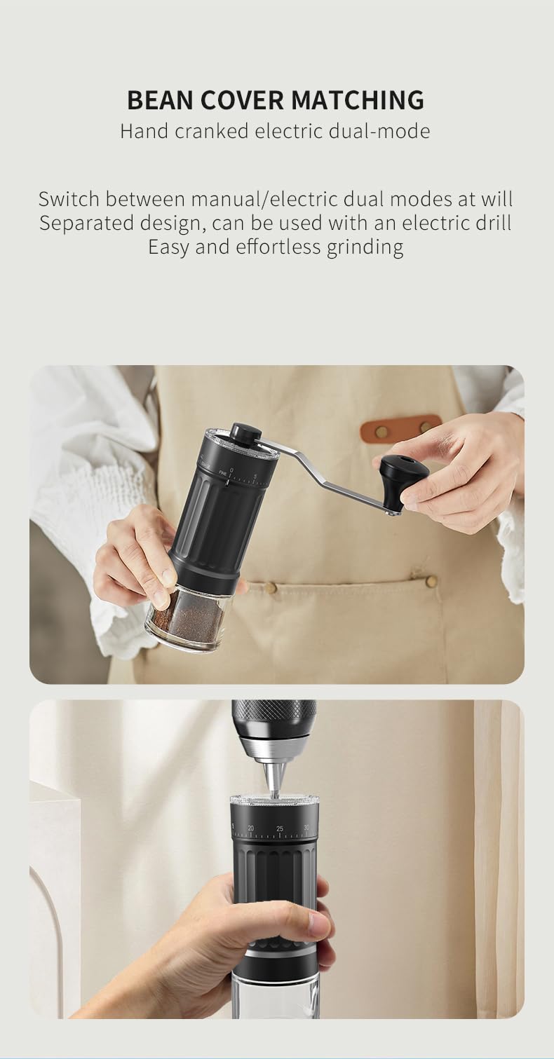 Extern justerbar manuell kaffekvarn med hög precision, modern konisk keramisk konkvarn i 40 steg, lämplig för aeropress, häll över och mokakannor.
