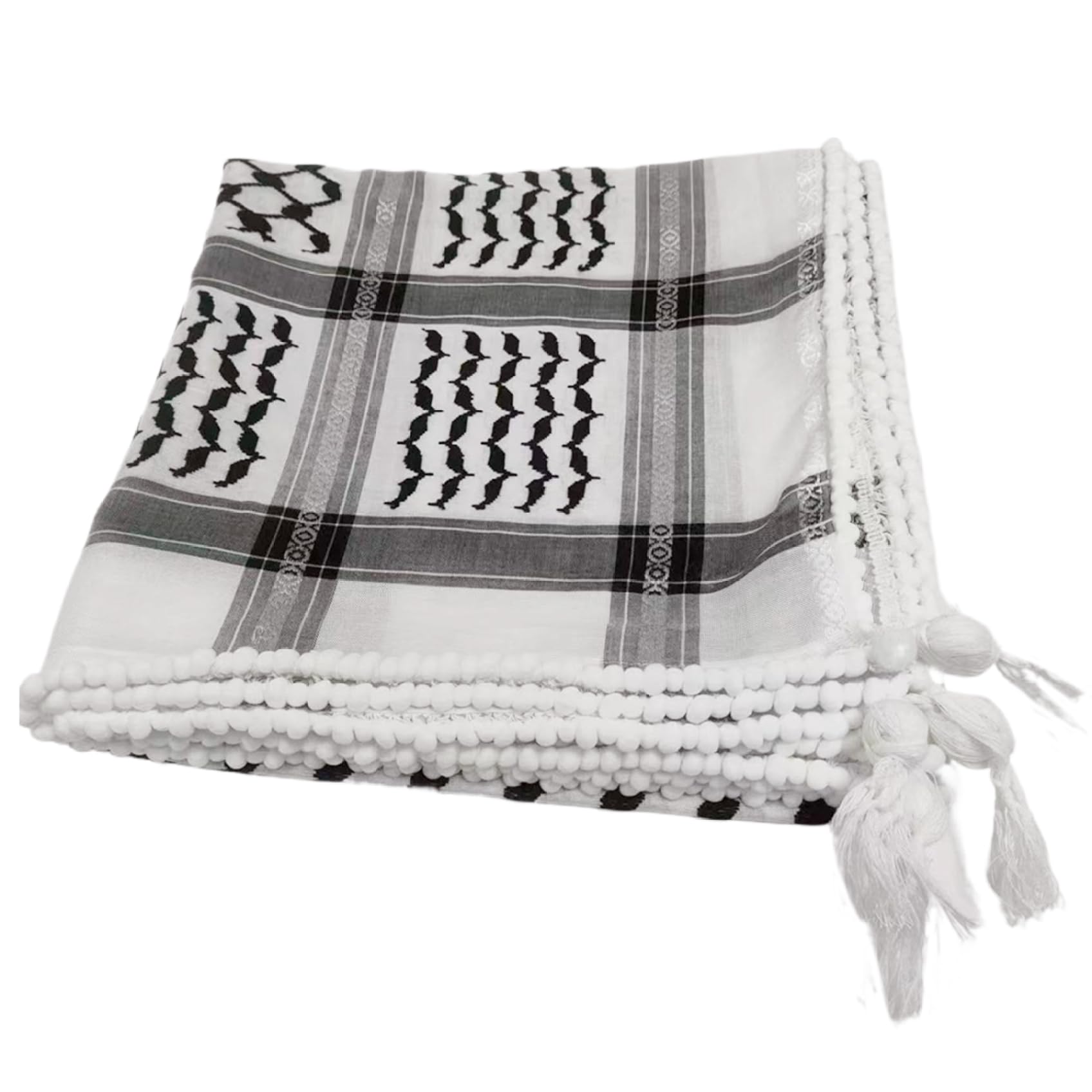 Palestina halsduk 122 x 122 cm Keffiyeh palestina autentisk palestinsk halsduk halssjal bomull Shemagh unisex arabisk huvudduk palestinsk keffiyeh med tofs.