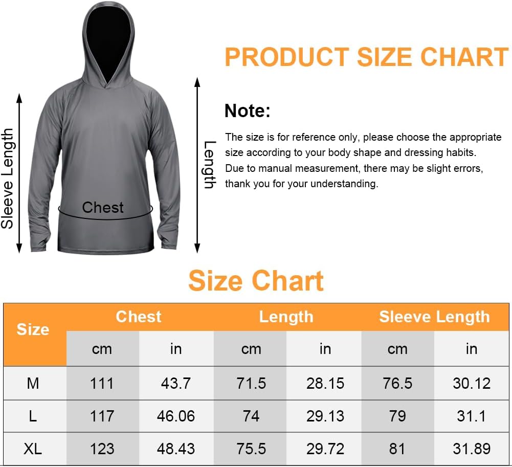 DiULi UV solskydd för män långärmad tröja, UV-skydd huvtröja för fiske Rash Guard, Sun Hoodie UPF50+ UV träning gym tröja