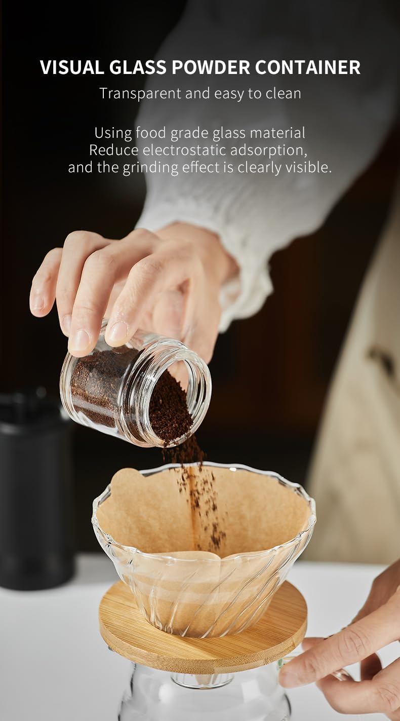 Extern justerbar manuell kaffekvarn med hög precision, modern konisk keramisk konkvarn i 40 steg, lämplig för aeropress, häll över och mokakannor.