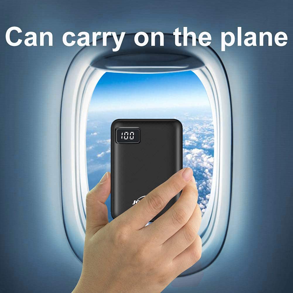 Liten bärbar telefonladdare 10 000 mAh, snabbladdning, 2,4 A powerbank, externa batteripaket, dubbla portar med LCD-skärm, powerpack kompatibel med iPhone, Huawei, iPad, Samsung, Nintendo Switch och surfplattor