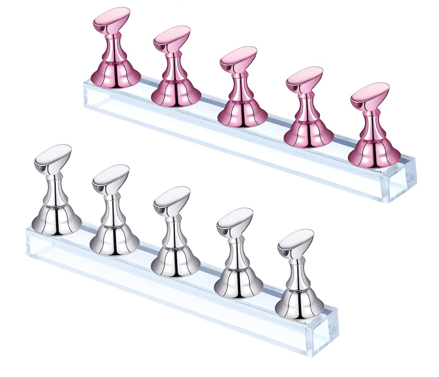 Magnetisk hållare för falska naglar, set med nagelkonstställ, akrylnageldisplay, övningsstativ, hållare för nageltippar, nagelövningsställ, nagelkonststativ för att göra egna naglar, 2 st