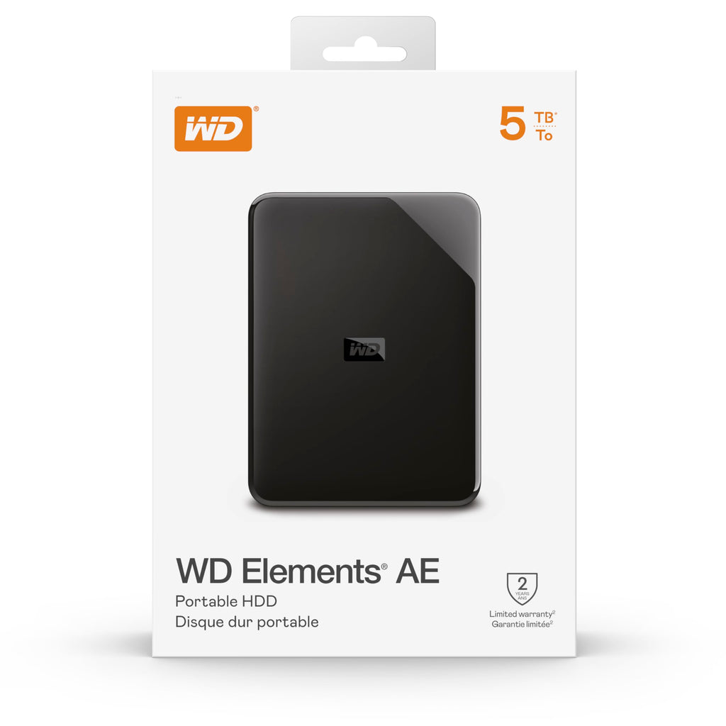 WD Elements AE 5TB Bärbar extern hårddisk, SuperSpeed USB 3.2 Gen 1/USB 3.0, Plug-and-Play (Anslut och kör), Formaterad för Windows, svart