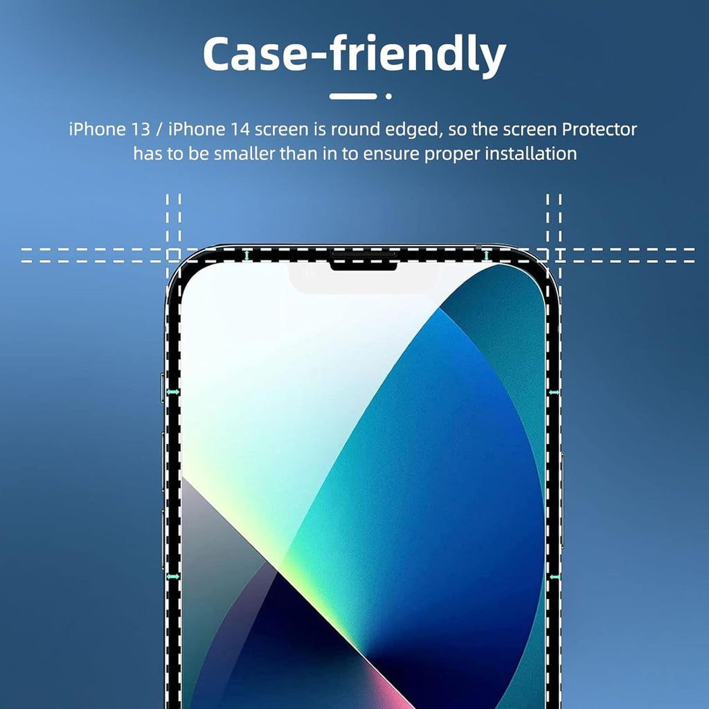 NEW'C 3 Pack, skärmskydd i glas för iPhone 14, iPhone 13, iPhone 13 Pro (6,1 tum), bubbelfri, 9H hårdhet, 0,33 mm ultratransparent, ultrabeständigt härdat glas, Enkel installationsverktyg inkluderat