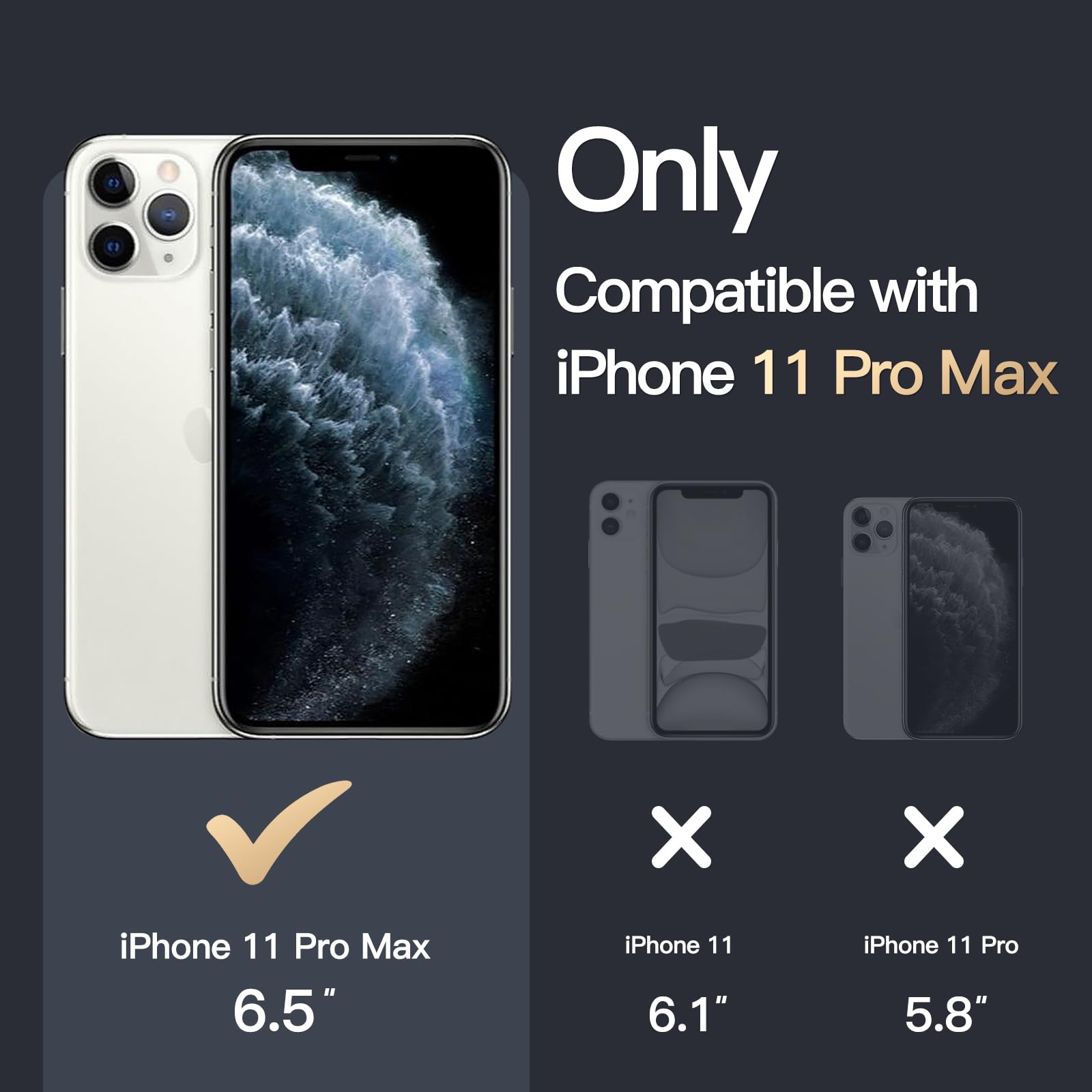 JETech Magnetisk Skal för iPhone 11 Pro Max 6,5 Tum för MagSafe Trådlös Laddning, Stötskyddad Telefon Bumper Case, Repfri Klar Tillbaka (Klar)