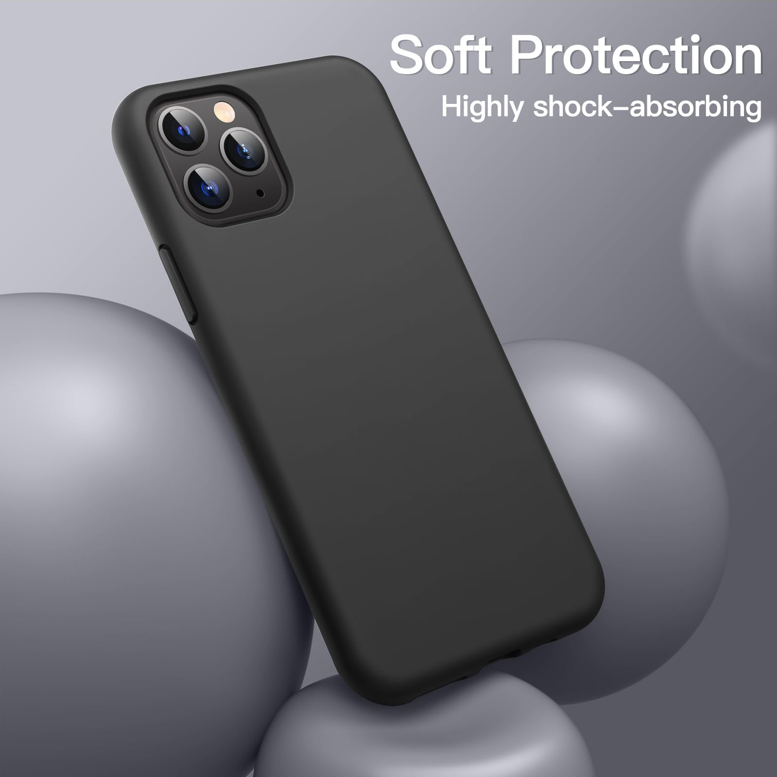 JETech Silikonskal för iPhone 11 Pro 5,8 Tums, Silky Soft Touch Skal med Hela Kroppen, Stötsäker Case med Mikrofiberfoder (Svart)