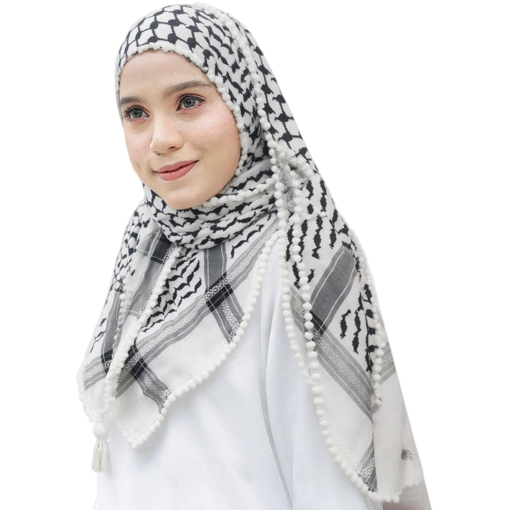 Palestina halsduk 122 x 122 cm Keffiyeh palestina autentisk palestinsk halsduk halssjal bomull Shemagh unisex arabisk huvudduk palestinsk keffiyeh med tofs.