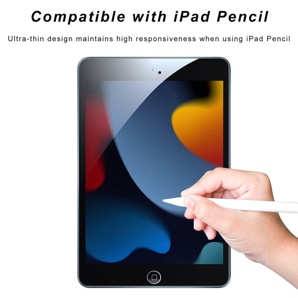 TopEsct 2-pack skärmskydd för iPad 10,2 tum, härdat glasfilm för Apple iPad 2021 2020 2019 (9:e / 8:e generationen), 9H hårdhet, ultraklar, anti-repor, för iPad 7/iPad 8/iPad 9