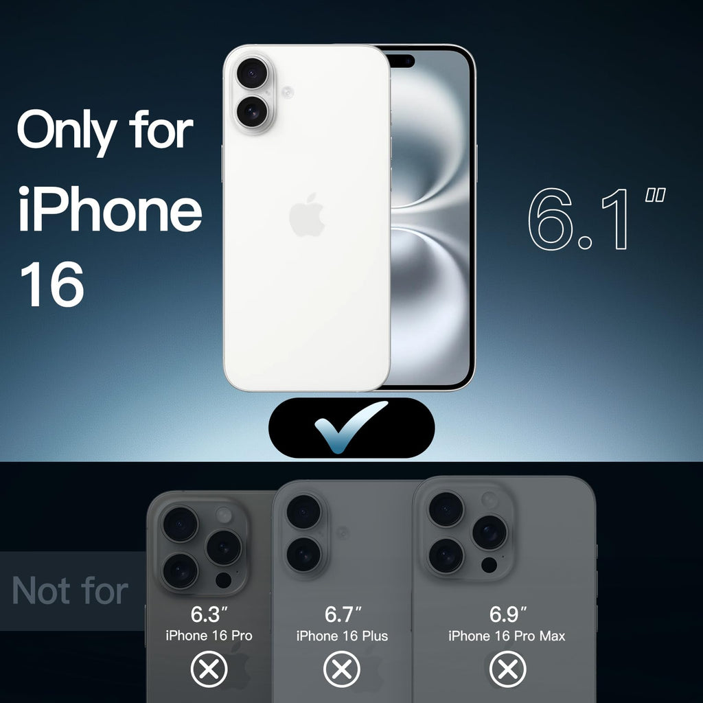 JETech Skal för iPhone 16 6,1-Tum, Icke-Gulning Stötsäker Telefon Bumper Case, Anti-Skrapa Genomskinlig Baksida (Klar)