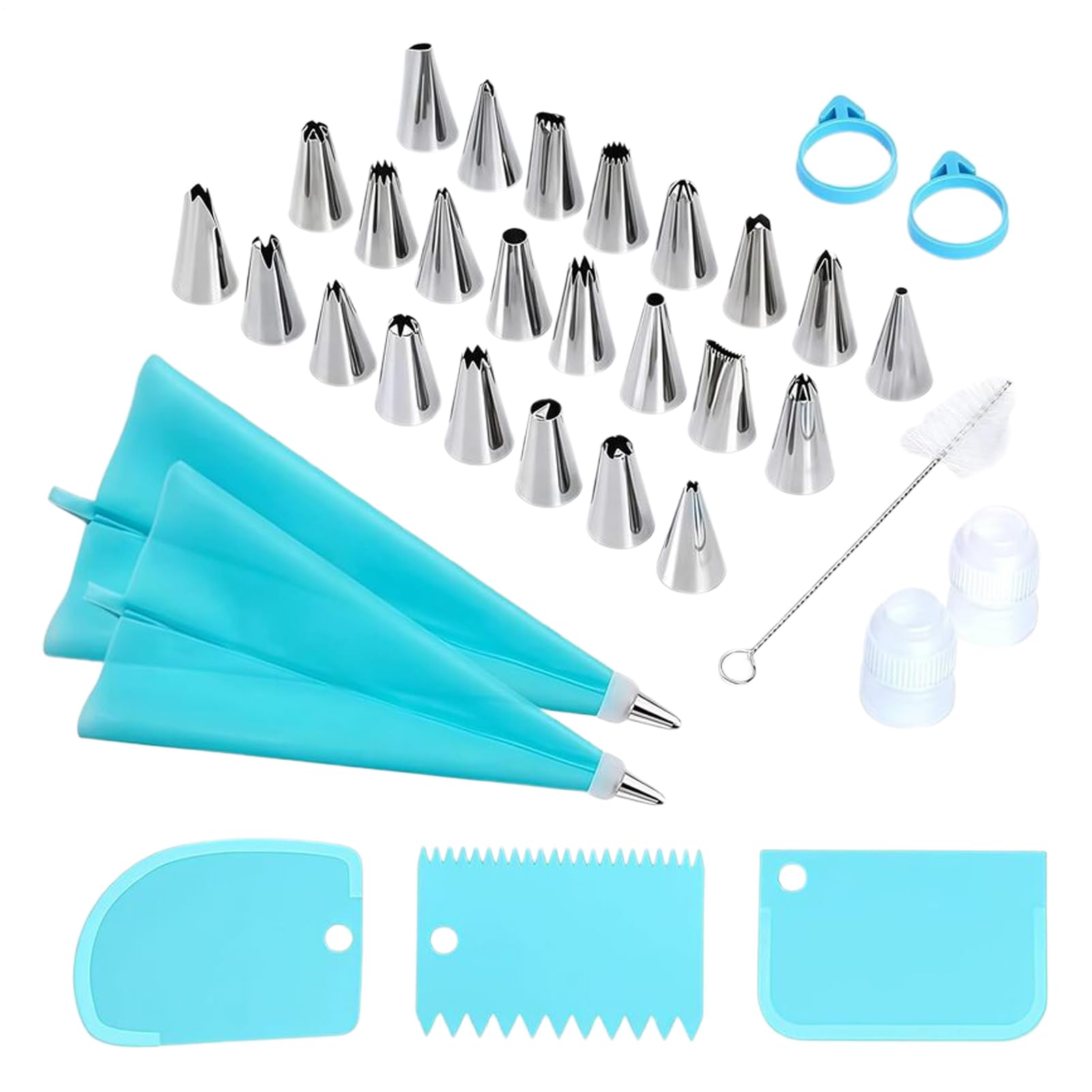 Piping Bags Set, 34 Piece Tips, Reusable Frosting Supplies with Durable Design, Baking Accessories for Desserts, Kitchen Essentials, Set for Candy Pastry Pie Cupcake Cookie