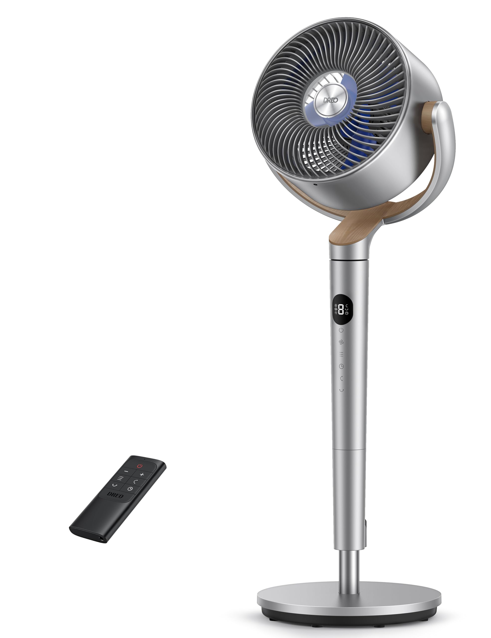 Dreo 23dB stillastående ventilator, 120°+120° omnidirektionell oscillerende ventilator, 24 m vindstång, 1200 m³/h luchtvolume, tysta stående fans, 102 cm hoogte, 3 modi, 8 snelheden, PolyFan 502