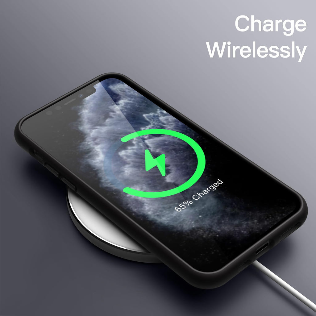 JETech Silikonskal för iPhone 11 Pro 5,8 Tums, Silky Soft Touch Skal med Hela Kroppen, Stötsäker Case med Mikrofiberfoder (Svart)