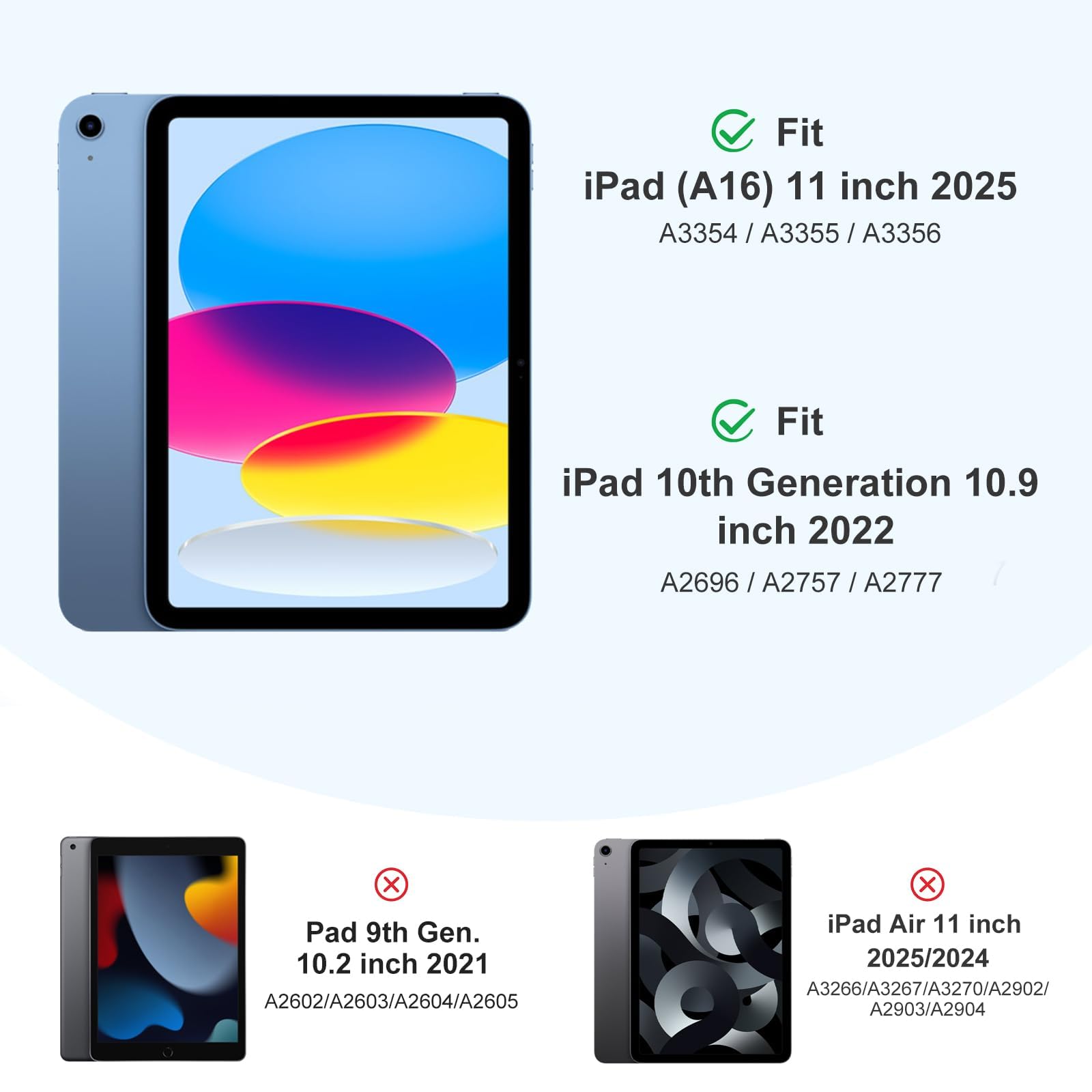 2 st skärmskydd för iPad 10:e generationen 10,9 tum 2022, 9H härdat glas för iPad 10. Skärmskyddsfilm, transparent
