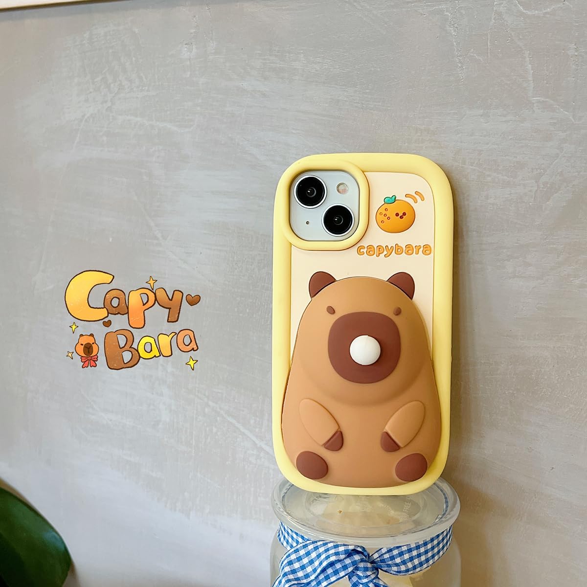Skyddsfodral för iPhone 13, sött 3D-kawaii-mobiltelefonskal med roliga Capybara-bubblor, tecknat fodral med nyckelring, av mjuk silikongel, med fallskydd, för kvinnor och flickor