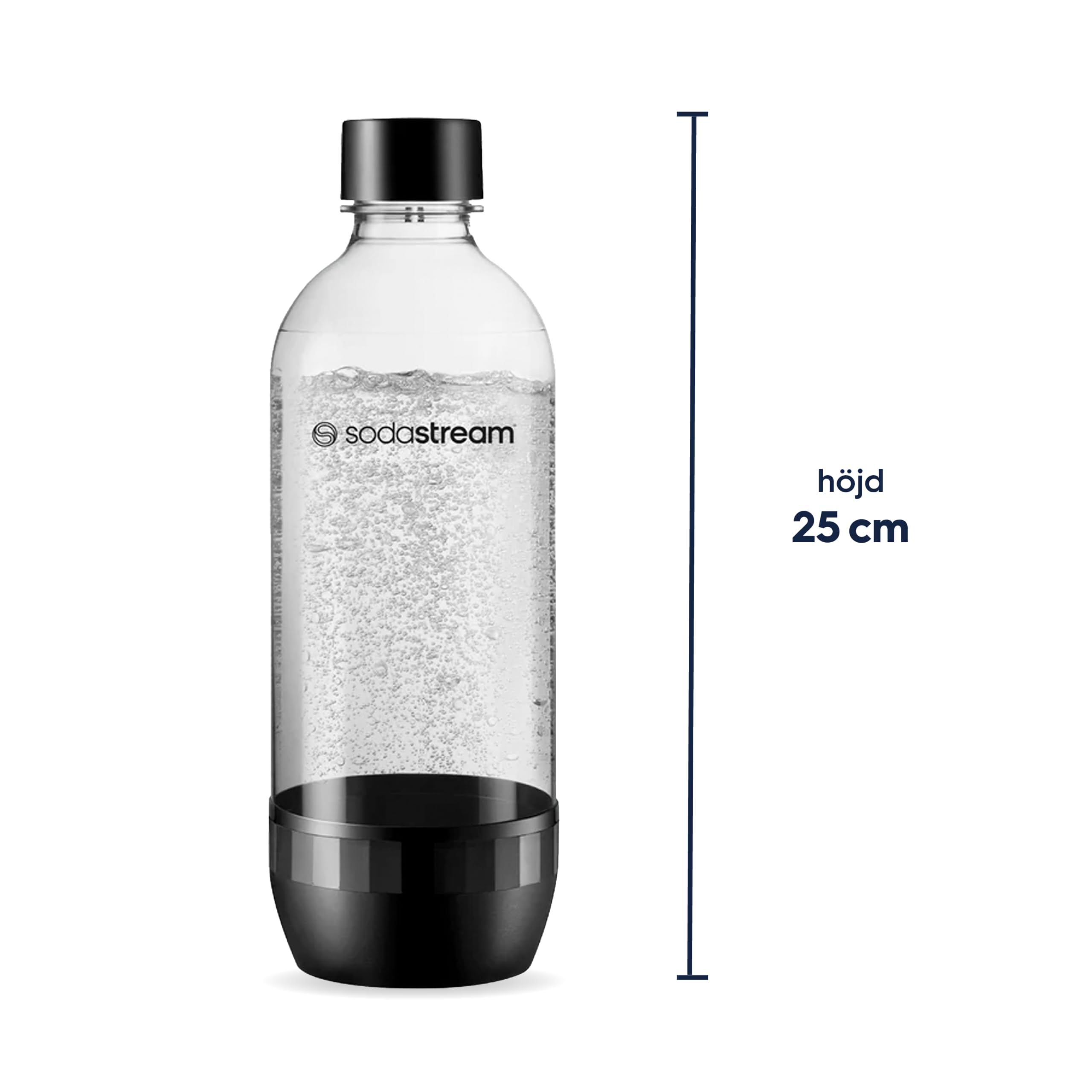 Sodastream Classic – 2 x återanvändbara, diskmaskinssäkra vattenflaskor, 1L kolsyreflaskor, kompatibla med Gaia, Terra, Art och Enso, BPA-fri plast, svart