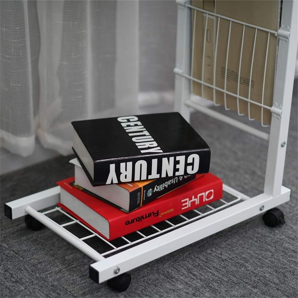 Sogesfurniture mobil laptop trollbord soffa sidobord mellanmål/kaffe/förvaring/laptopstativ för vardagsrum, sovrum, balkong, kontor, höjd justerbar, vit BHEU-C6-DW