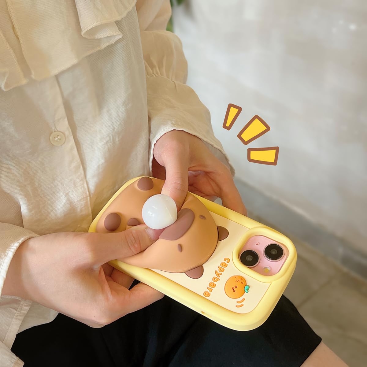 Skyddsfodral för iPhone 13, sött 3D-kawaii-mobiltelefonskal med roliga Capybara-bubblor, tecknat fodral med nyckelring, av mjuk silikongel, med fallskydd, för kvinnor och flickor