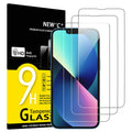 NEW'C 3 Pack, skärmskydd i glas för iPhone 14, iPhone 13, iPhone 13 Pro (6,1 tum), bubbelfri, 9H hårdhet, 0,33 mm ultratransparent, ultrabeständigt härdat glas, Enkel installationsverktyg inkluderat