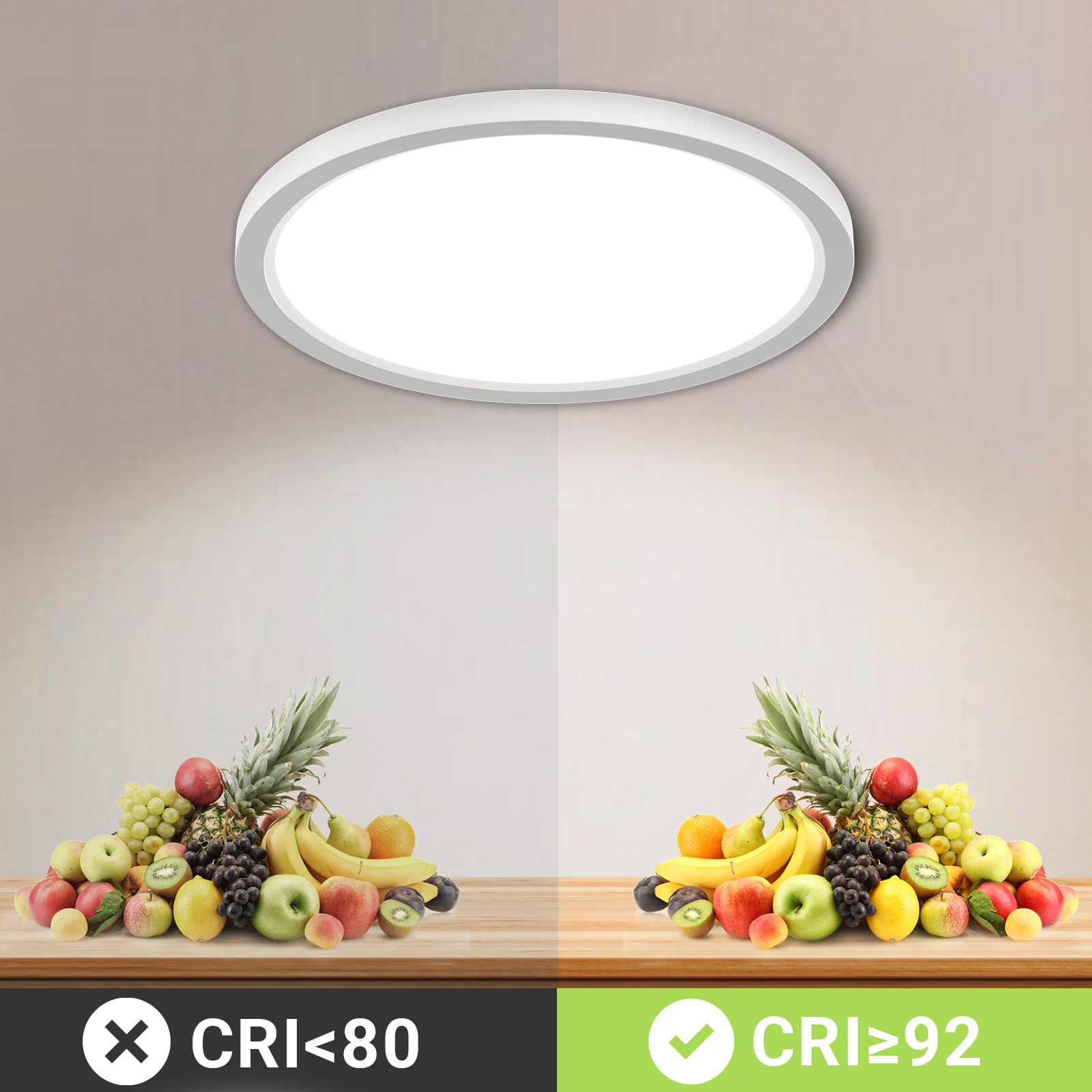 LQWELL® Taklampa LED Taklampa, IP44 Vattentät Badrumslampa Rund Platt 18W 6000K 1980LM Tunn För Vardagsrum Badrum Sovrum Kök Källare Kontor, 220 * 24mm