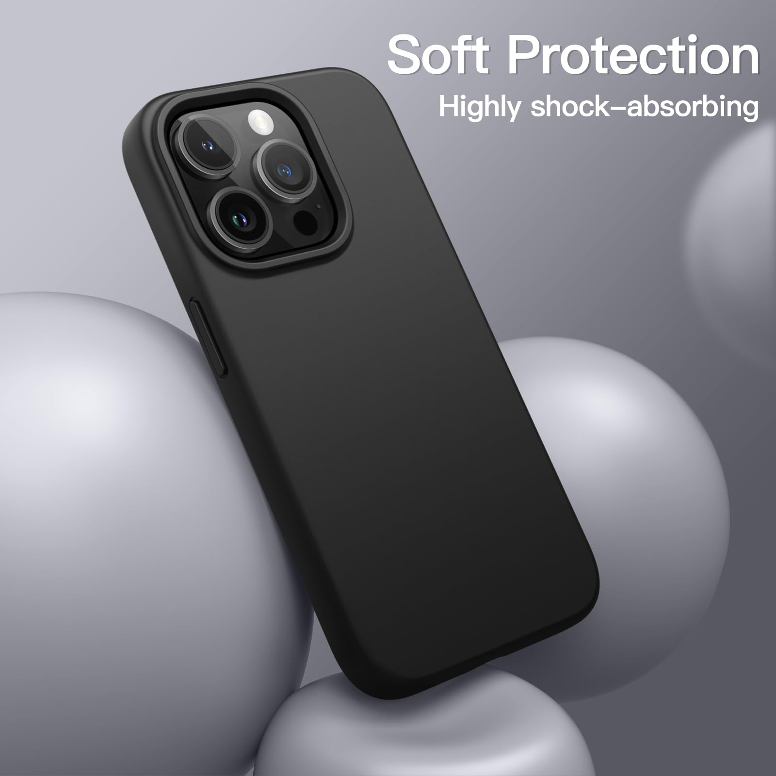JETech Silikonskal för iPhone 13 Pro Max 6,7-Tums, Silky Soft Touch Skal med Hela Kroppen, Stötsäker Skal med Mikrofiberfoder (Svart)