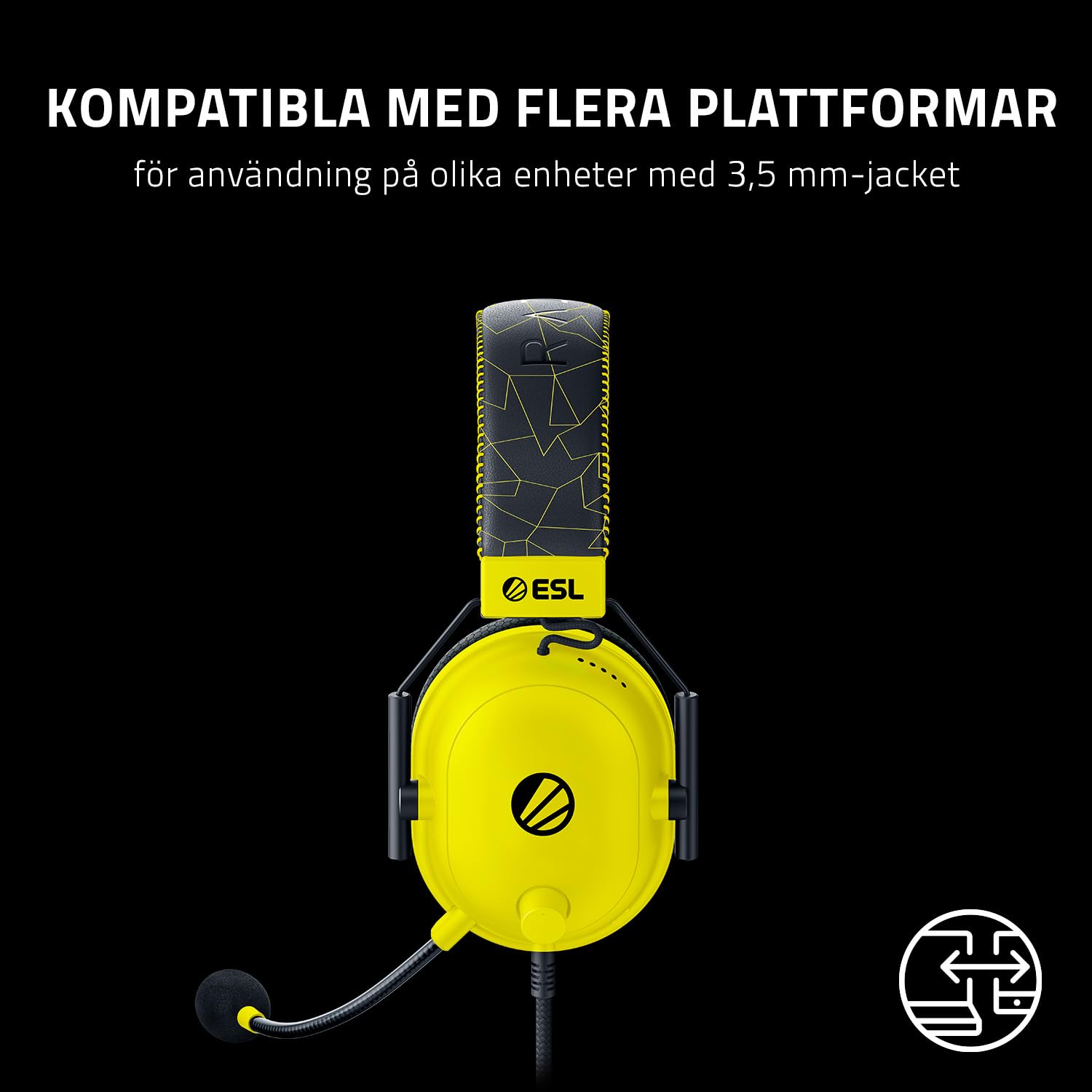 Razer Blackshark V2 - Premium e-sportheadset med USB-ljudkort (TriForce 50 mm drivrutin, HyperClear Cardiod-mikrofon, avancerad passiv brusreducering, THX Spatial Audio) ESL