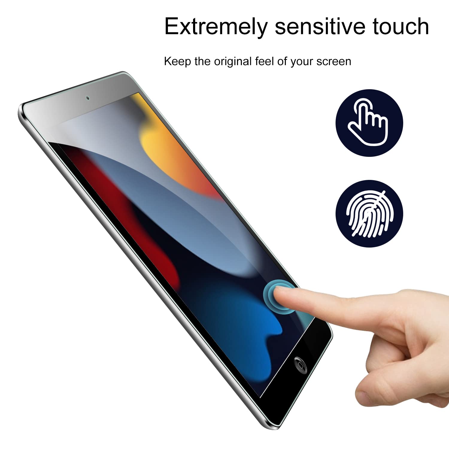 TopEsct 2-pack skärmskydd för iPad 10,2 tum, härdat glasfilm för Apple iPad 2021 2020 2019 (9:e / 8:e generationen), 9H hårdhet, ultraklar, anti-repor, för iPad 7/iPad 8/iPad 9