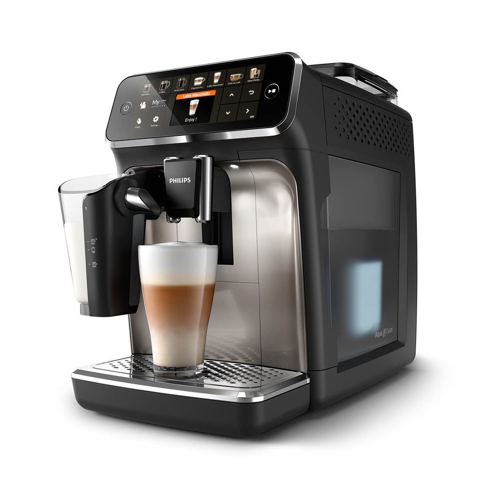 PHILIPS 5400 Series Helautomatisk Espressomaskin - LatteGo Mjölksystem, 12 Kaffevarianter, Intuitiv Skärm, 4 Användarprofiler, Krom (EP5447/90)
